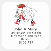 住所シールの変更 | クリスマス・ヒツジ スクエアシール (正面)