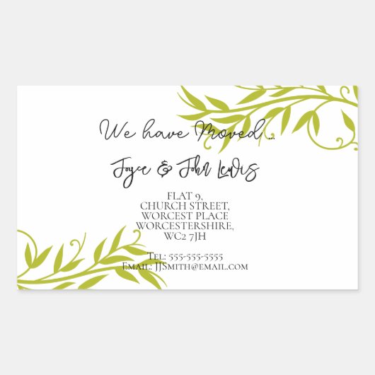 住所シールの変更 長方形シール (正面)