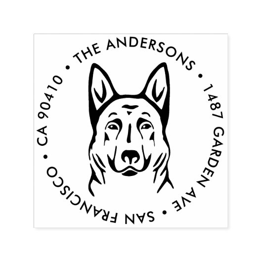 住所スタンプ、ドイツの羊飼い犬の住所スタンプ セルフインキングスタンプ (デザイン)