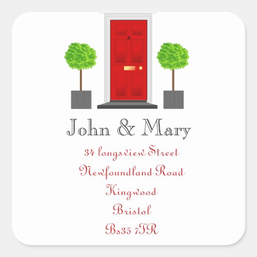 住所ステッカーのフロントドアの変更 スクエアシール (正面)