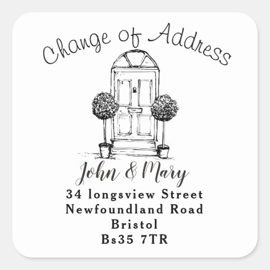 住所ステッカーのフロントドアの変更 スクエアシール (正面)