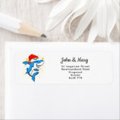 住所ステッカーの変更クリスマスシャーク ラベル (インサイチュ)