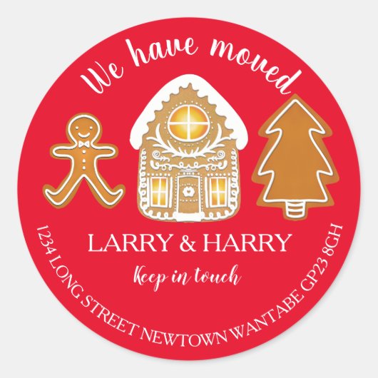 住所ステッカーの変更クリスマスジンジャーパン ラウンドシール (正面)