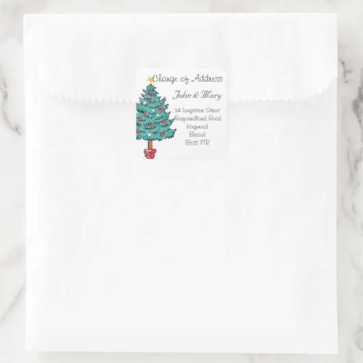 住所ステッカーの変更クリスマスツリー スクエアシール (バッグ)