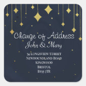 住所ステッカーの変更クリスマス金ゴールド スクエアシール (正面)