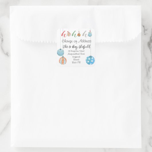 住所ステッカーの変更クリスマス スクエアシール (バッグ)