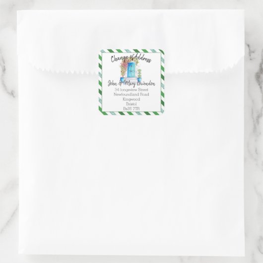 住所ステッカーの変更フロントドアのグリッター スクエアシール (バッグ)