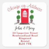 住所ステッカーの赤い玄関 スクエアシール (正面)