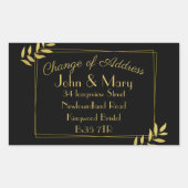 住所ステッカーの返品金ゴールドの葉変更 長方形シール (正面)