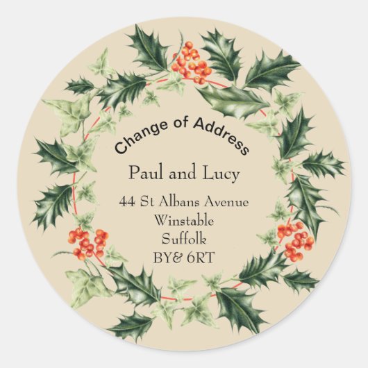 住所パーソナライズされたのクリスマス変更 ラウンドシール (正面)