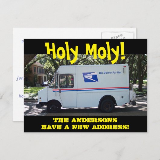 住所パーソナライズされたはがきのおかしい変更 案内ポストカード (正面/裏面)