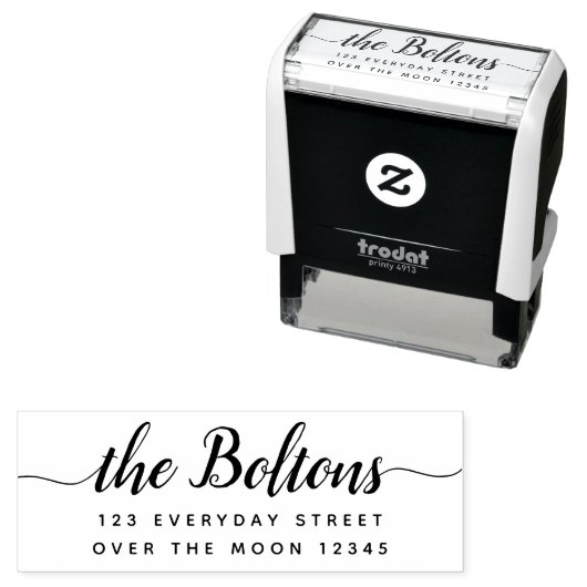 住所パーソナライズされたファミリ名モダン3行 セルフインキングスタンプ (インサイチュ)