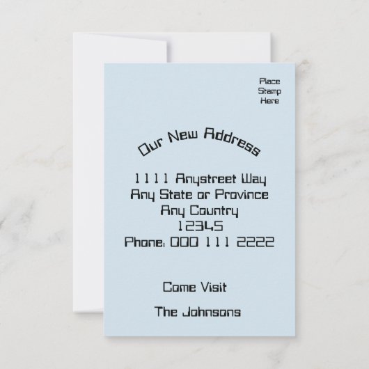 住所パーソナライズされた変更と移おもしろい動 – 案内状 (裏面)