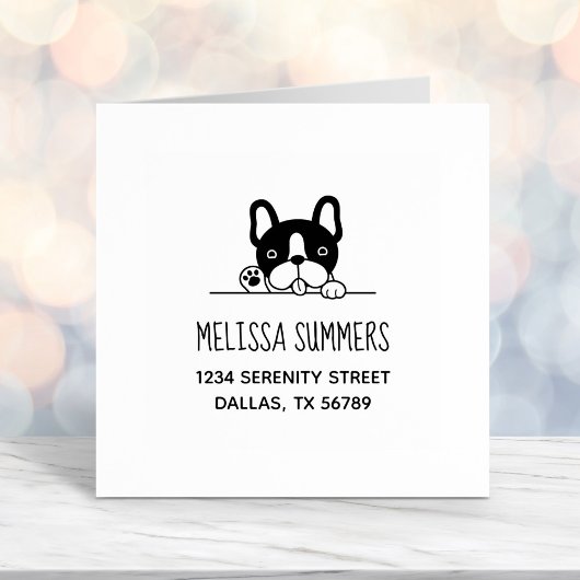 住所フランスのを覗く可愛いブルドッグ セルフインキングスタンプ