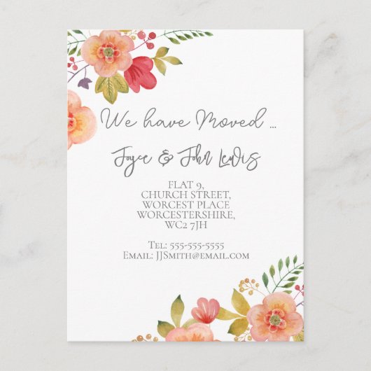 住所フローラはがきエレガントの変更 ポストカード (正面)