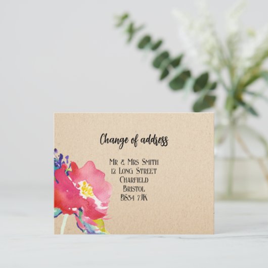 住所フローラはがきエレガントの変更 案内ポストカード (スタンド正面)