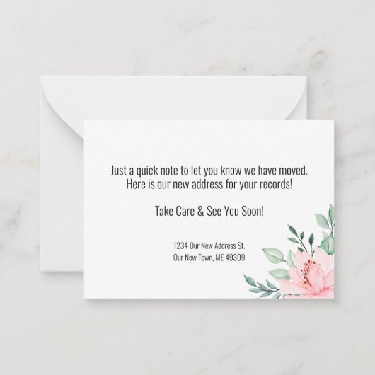 住所フローラ移動案内カードの変更 ノートカード (裏面)