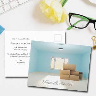 住所モダンの告別変更ホームルーム ポストカード