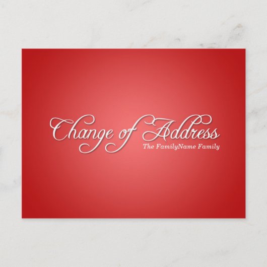 住所モダンはがきの赤変更 案内ポストカード (正面)