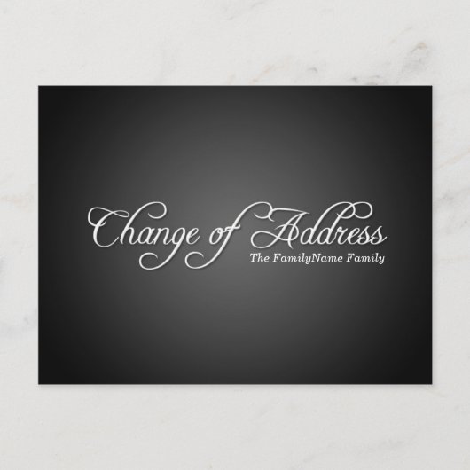 住所モダンはがきの黒い変更 案内ポストカード (正面)