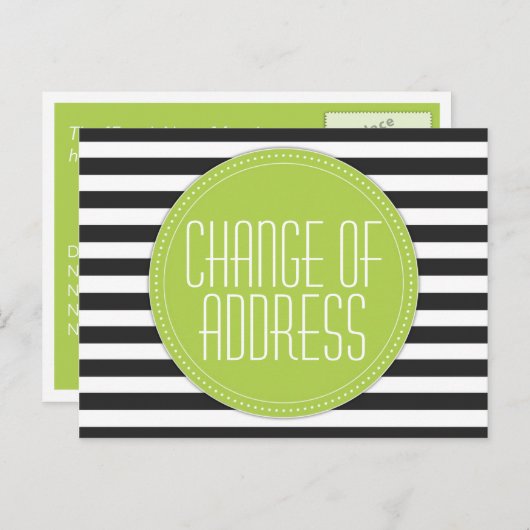 住所モダンストライプのはがきの変更 案内ポストカード (正面/裏面)