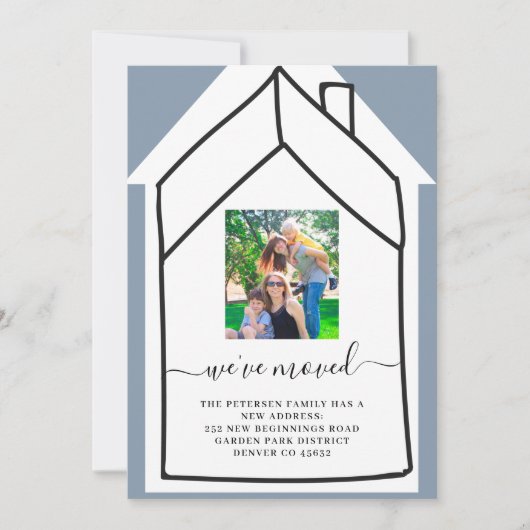 住所モダン写真の移動の変更 案内状 (正面)