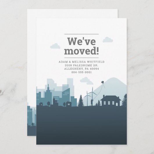 住所モダン引っ越しましたの変更 案内状 (正面/裏面)