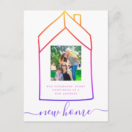 住所モダン引越アナウンスの新しい住宅変更 案内ポストカード (正面)