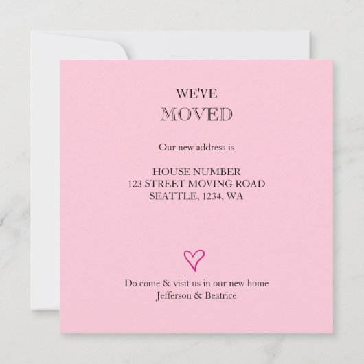 住所レタリングの変更を移しお洒落た カード (裏面)