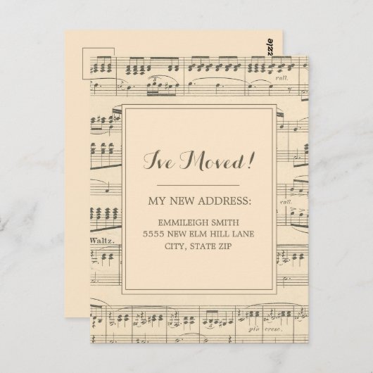 住所ヴィンテージアンティーク楽譜の変更 ポストカード (正面/裏面)