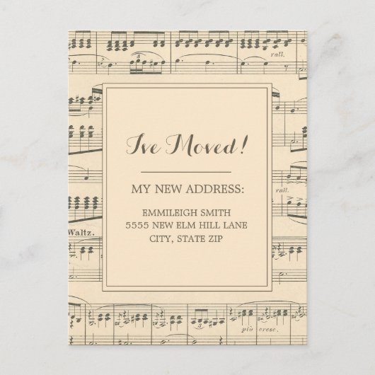 住所ヴィンテージアンティーク楽譜の変更 ポストカード (正面)