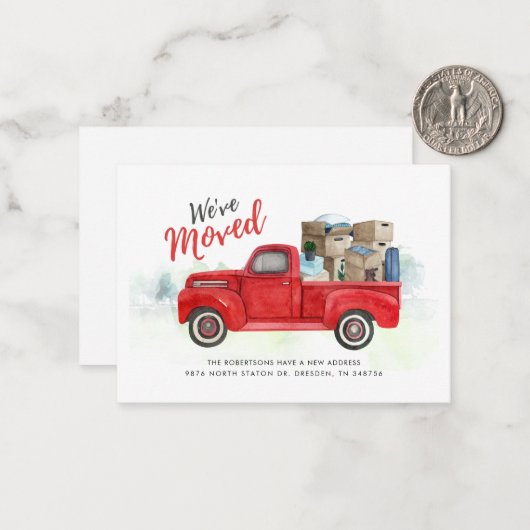 住所変更のお知らせ レッドトラック引越センター ノートカード (正面/裏面インサイチュ)