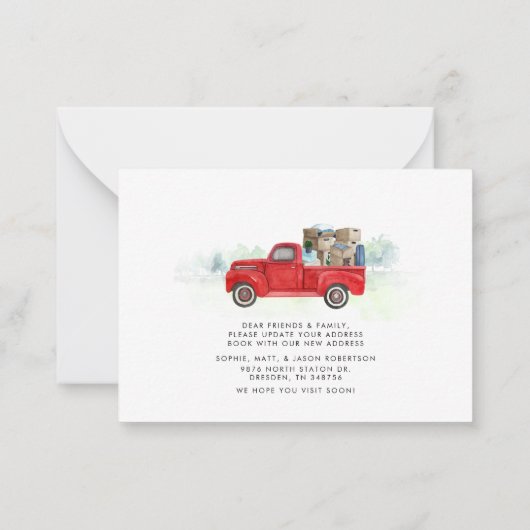 住所変更のお知らせ　レッドトラック引越センター ノートカード (裏面)