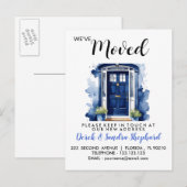 住所変更のお知らせ 引っ越しました 青いフロントドア 案内ポストカード (正面/裏面)