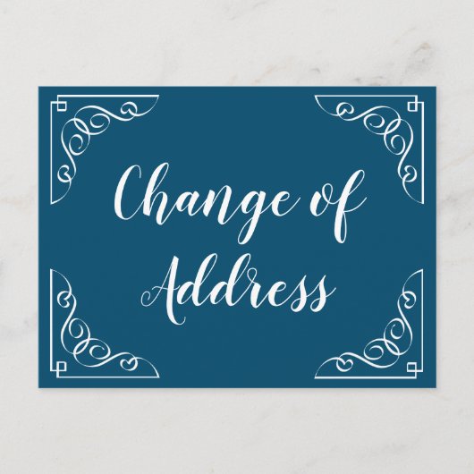 住所変更のお知らせ 筆記体 カリグラフィー 発表 案内ポストカード (正面)
