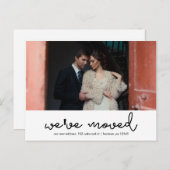 住所変更モダンタイポグラフィ及び写真 案内ポストカード (正面/裏面)