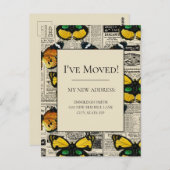 住所変更ヴィンテージ蝶 ポストカード (正面/裏面)