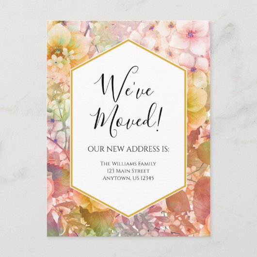住所変更水彩花葉書 ポストカード (正面)