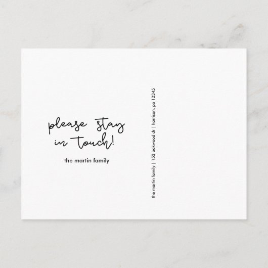 住所変更 二重 写真追加 ブラック&ホワイト 案内ポストカード (裏面)