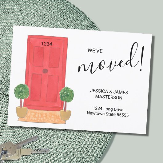 住所引っ越しました赤ドア水色の変更 案内状