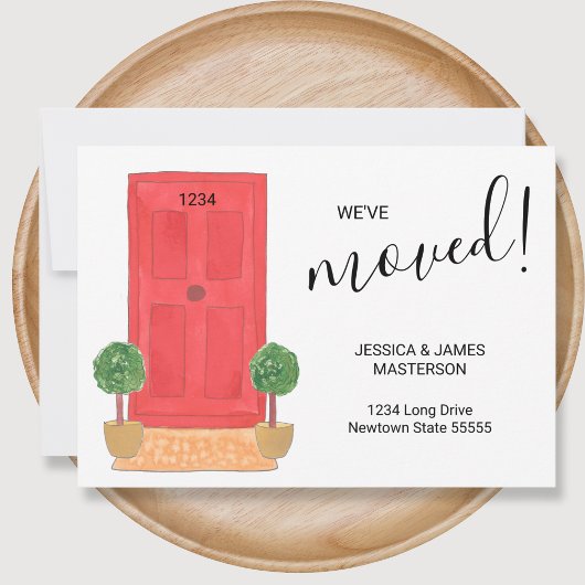 住所引っ越しました赤ドア水色の変更 案内状