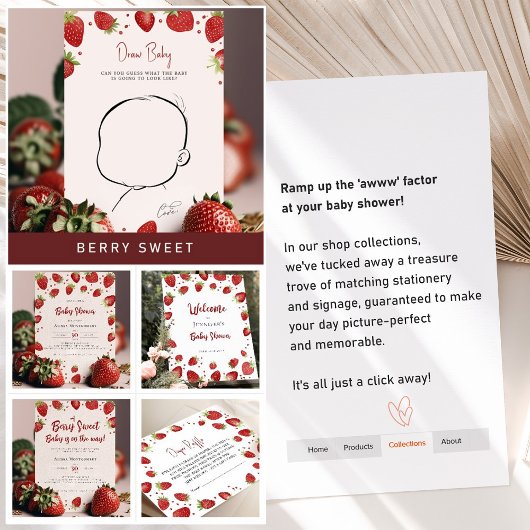 住所書いちご赤ちゃんシャワーのサイン ポスター