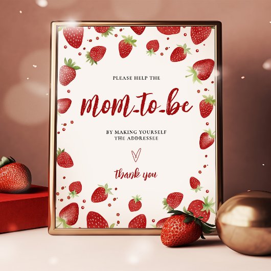 住所書いちご赤ちゃんシャワーのサイン ポスター