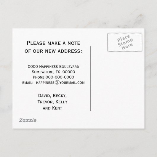 住所発表葉書の変更 案内ポストカード (裏面)