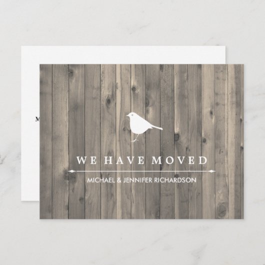 住所素朴の変更の茶色の木と甘い鳥 案内ポストカード (正面/裏面)