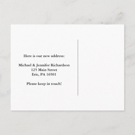 住所素朴の変更の茶色の木と甘い鳥 案内ポストカード (裏面)