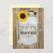 住所素朴の変更メイソン・ジャー・ヒマワリ 案内ポストカード (正面/裏面)