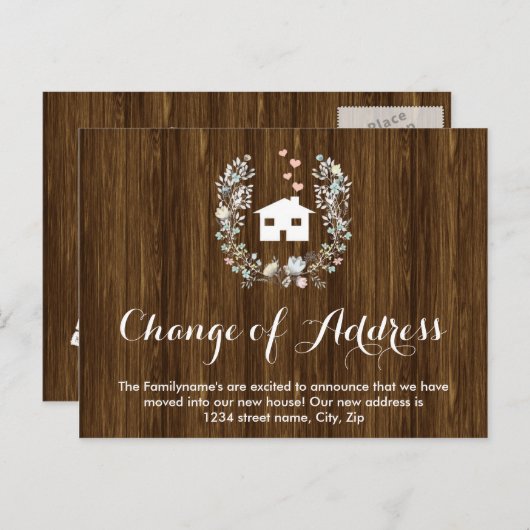 住所素朴はがきのフローラ変更 案内ポストカード (正面/裏面)