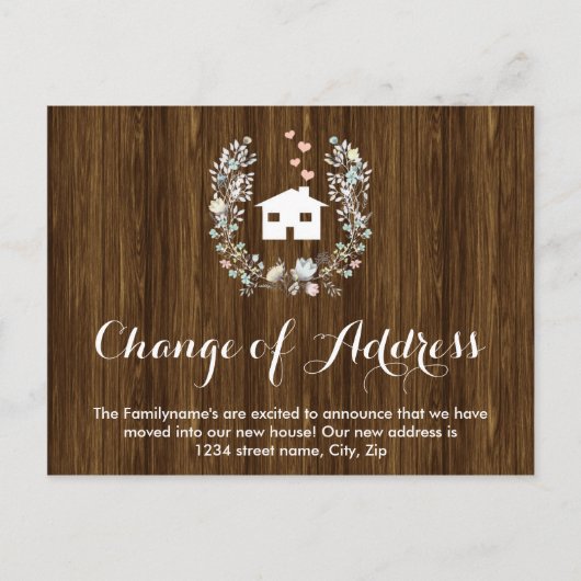 住所素朴はがきのフローラ変更 案内ポストカード (正面)