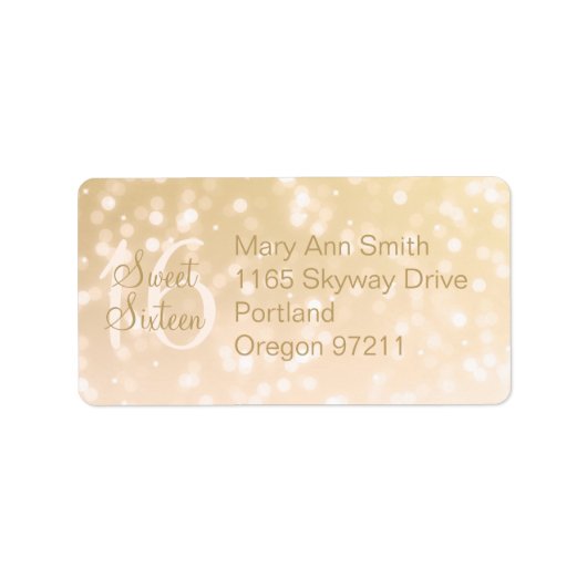 住所菓子16の誕生日の金ゴールドの輝きライト ラベル (正面)